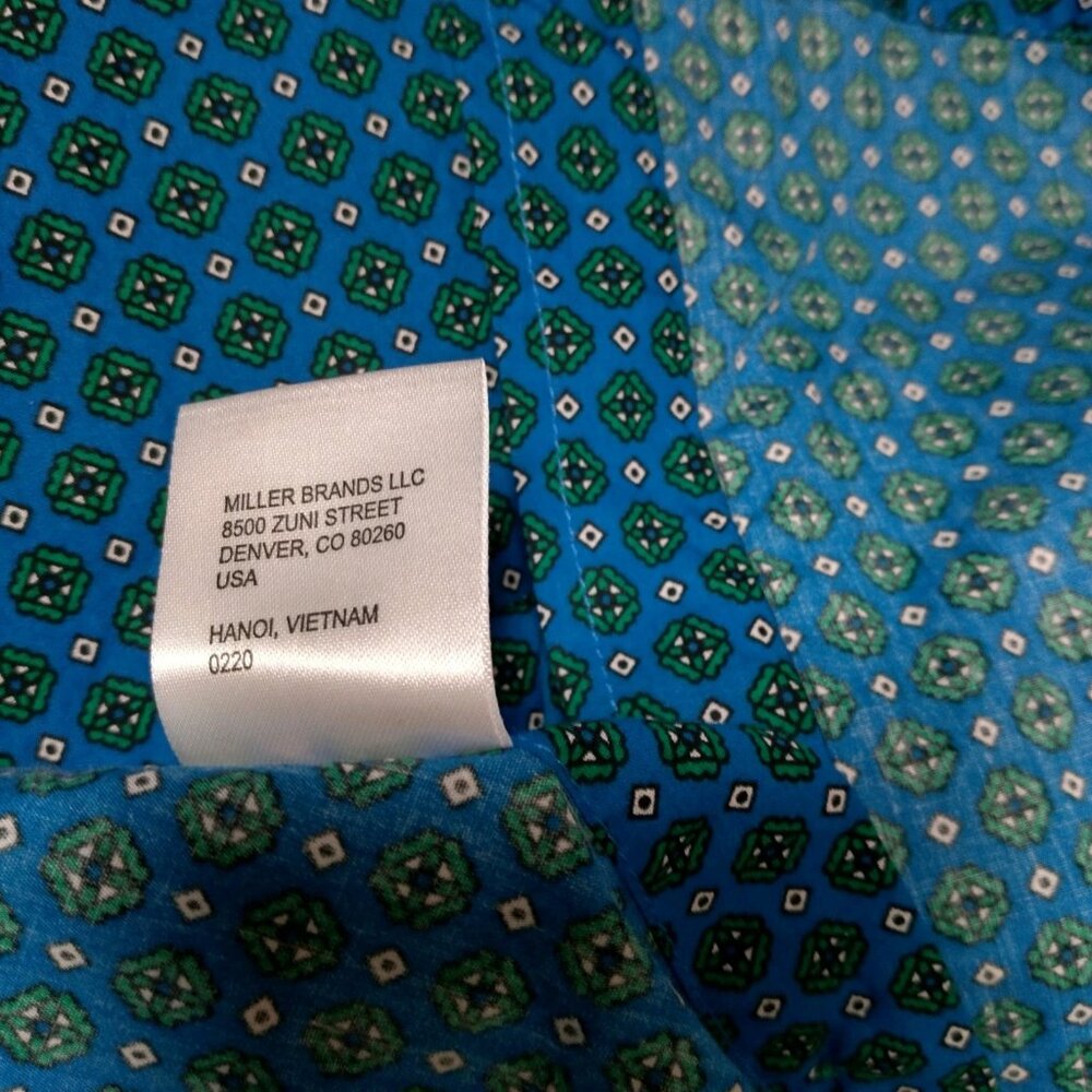 Cinch Shirt XXL 16-18 Button Down Blouse Blue Green Geometric Western Long Sleev - Picture 8 of 11